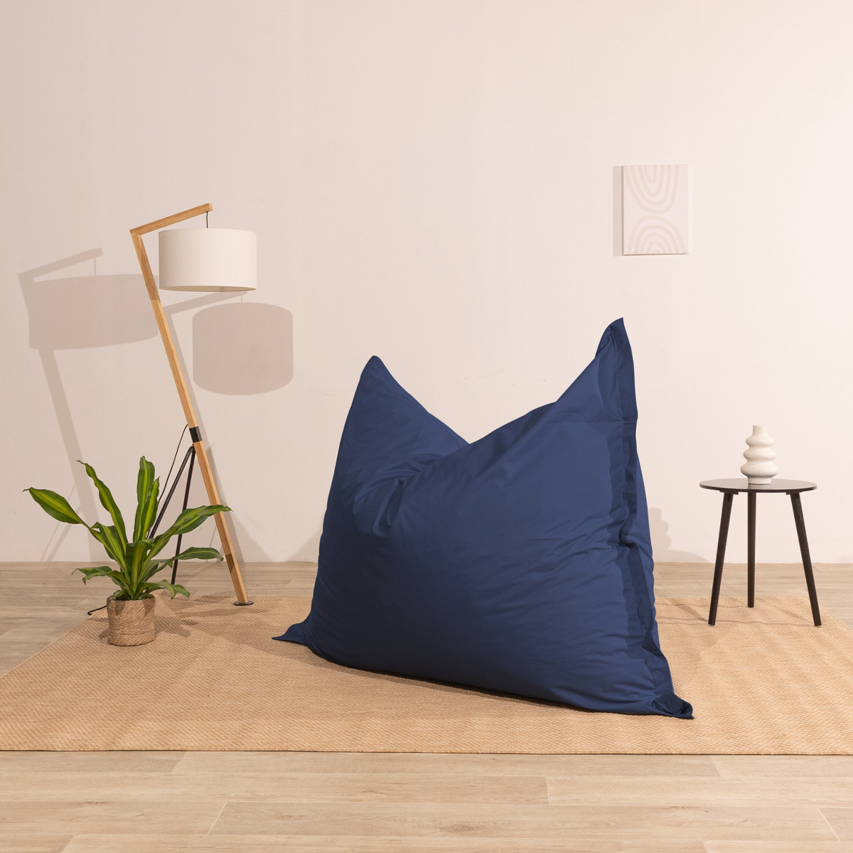 Pouf extérieur 140x180 cm utilisé en position verticale, en intérieur.