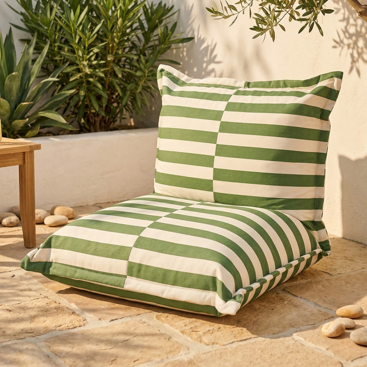 Puf de exterior às riscas - 85x85x75 cm