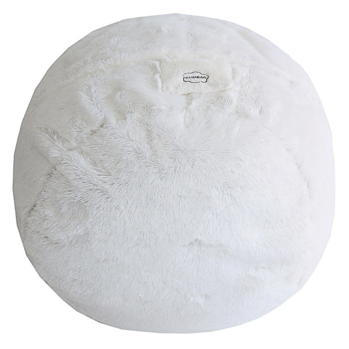 Pouf géant Bananair en fourrure blanche, forme ronde
