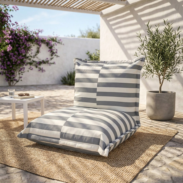 Puf de exterior às riscas - 85x85x75 cm