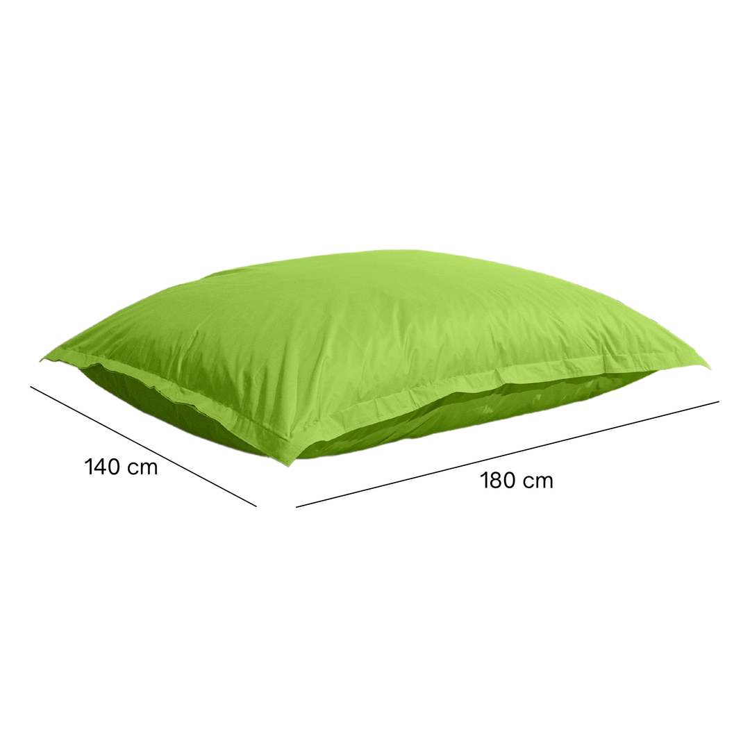Pouf extérieur 140x180 cm avec dimensions, présenté à plat.