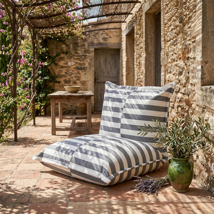 Puf de exterior às riscas - 85x85x75 cm