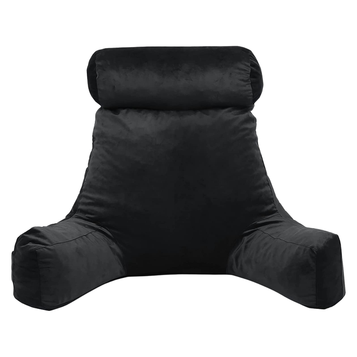 Coussin de lecture en velours noir, vue de face