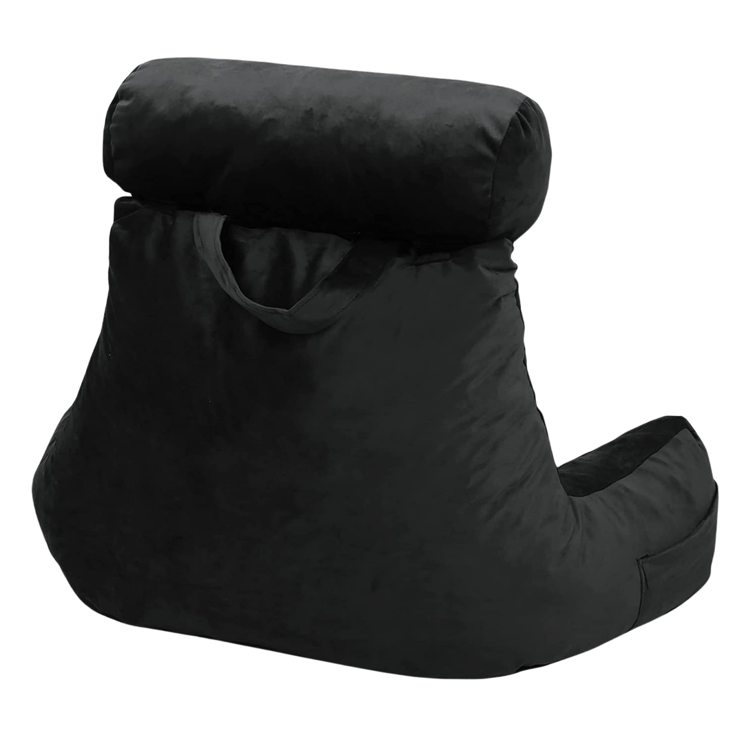 Coussin de lecture en velours noir, vue de dos