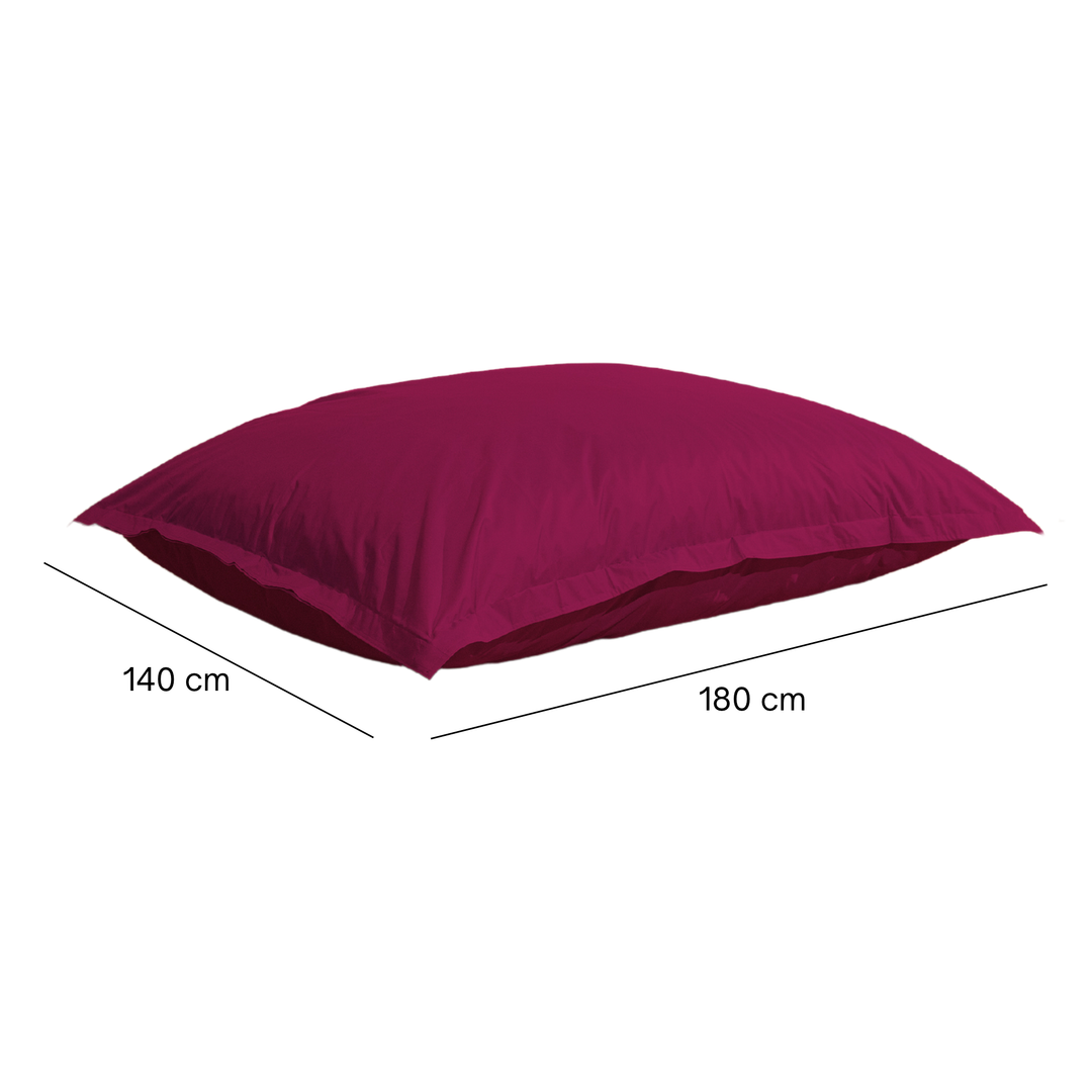 Pouf extérieur 140x180 cm avec dimensions, présenté à plat.