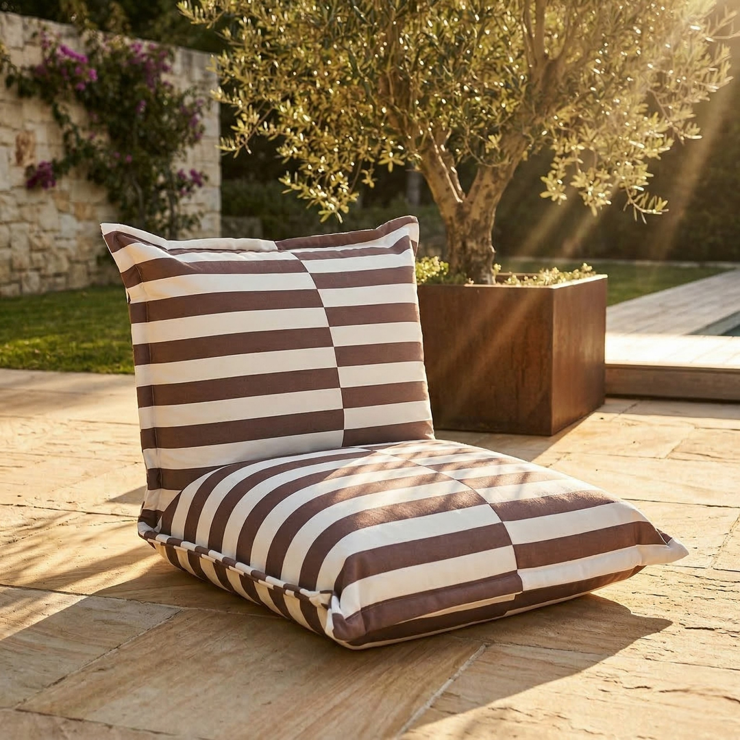 Puf de exterior às riscas - 85x85x75 cm