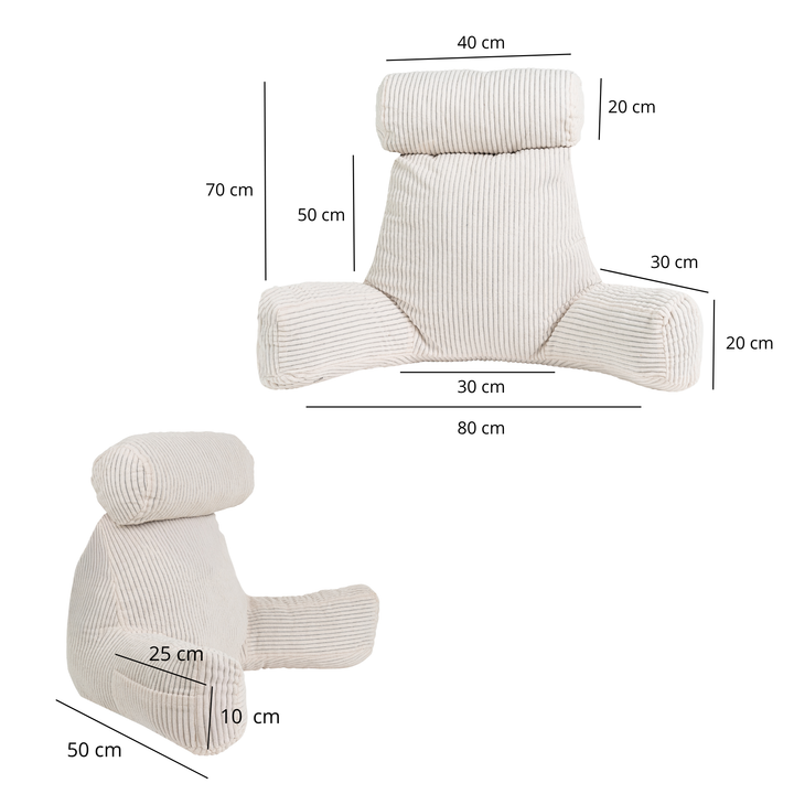 Almofada De Leitura Com Capa Removível Em Veludo Cotelado