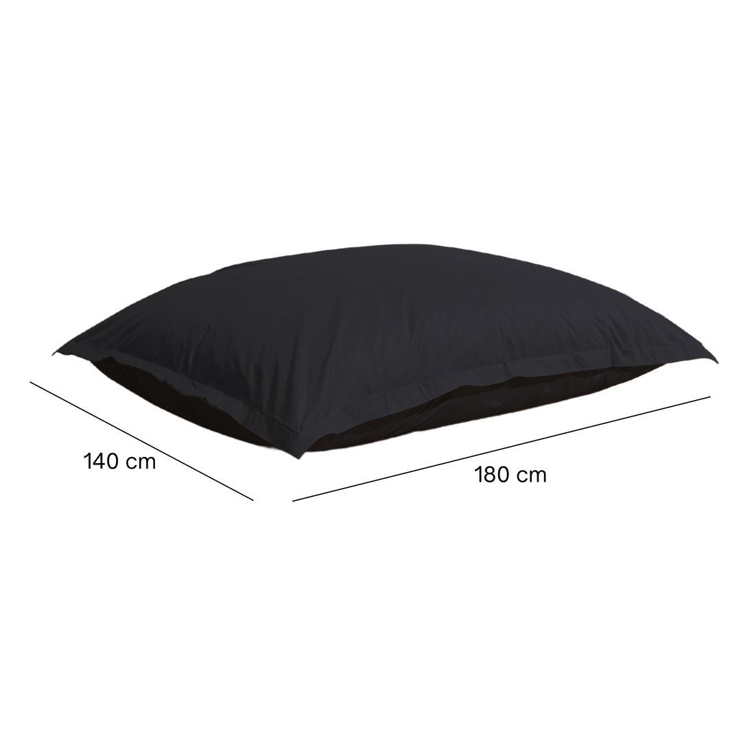 Pouf extérieur 140x180 cm avec dimensions, présenté à plat.