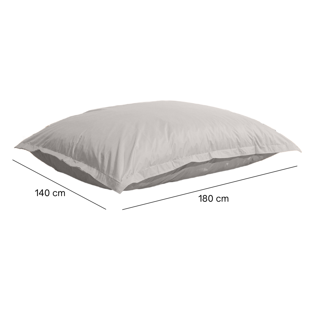 Pouf extérieur 140x180 cm avec dimensions, présenté à plat.