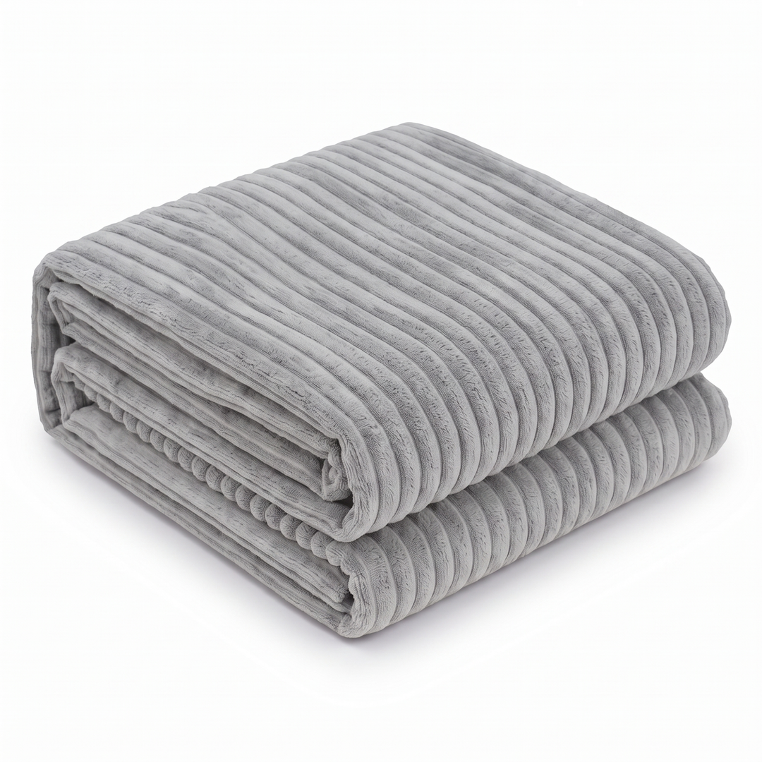 Housse de pouf XXL en velours côtelé gris clair, 110×100 cm.