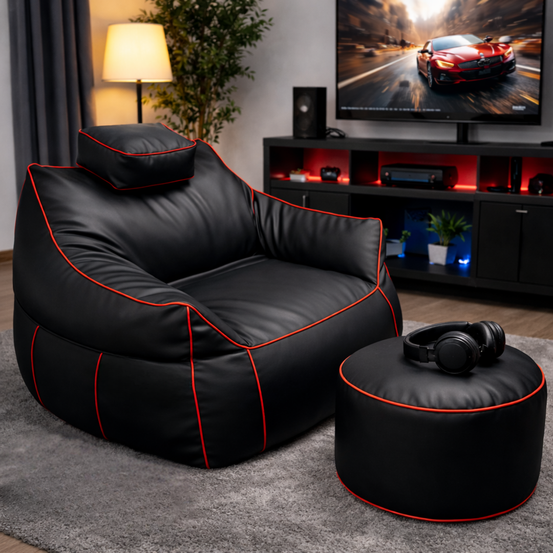 Puf gaming em pele sintética - 100x110 cm + Repousapé