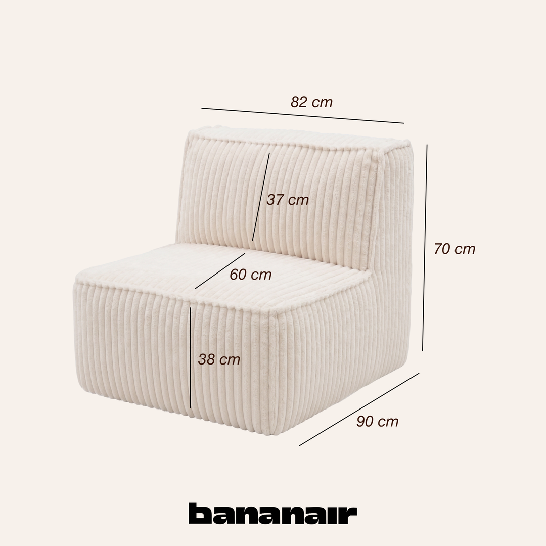 Módulo central com capa removível - Para sofá modular - Veludo canelado - 90x82 cm