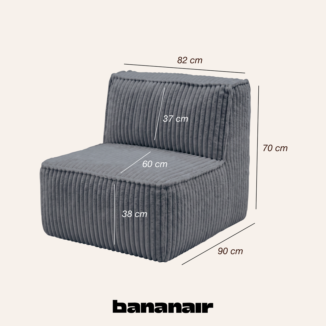Módulo central com capa removível - Para sofá modular - Veludo canelado - 90x82 cm