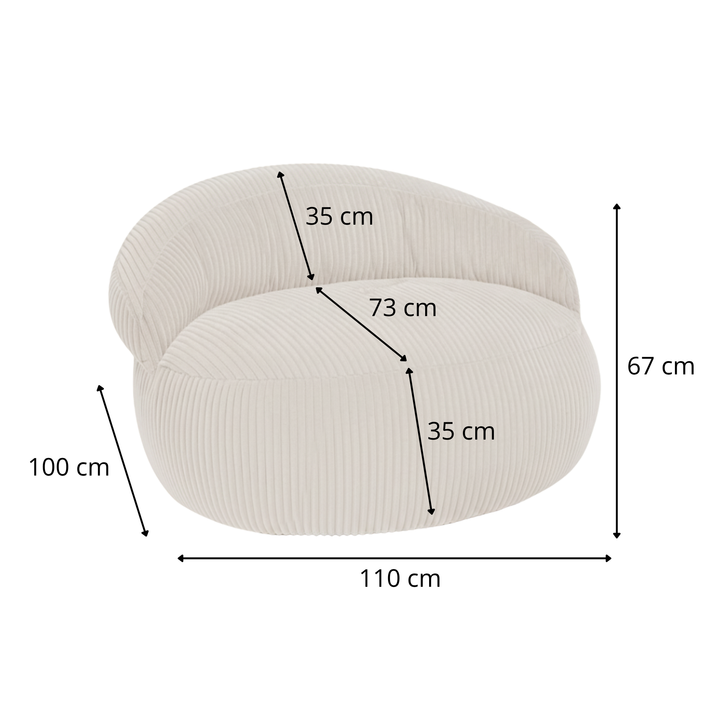 Puf XXL com Capa Removível em Veludo Cotelê - 110 X 100 Cm
