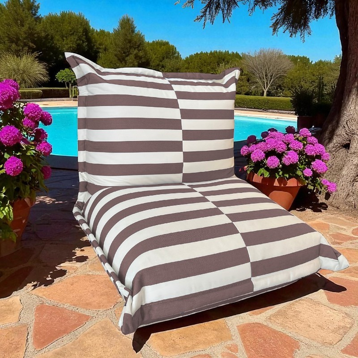 Capa para Puff de Exterior às Riscas - 85 X 85 X 75 Cm