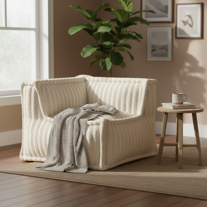 Módulo de Canto Direito para Sofá Modular - Pelo Canelado - 90x90 cm