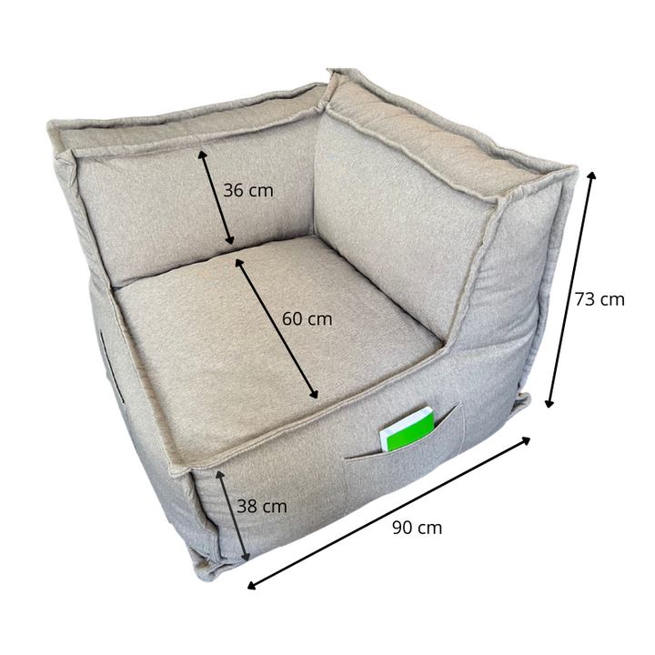 Módulo de Canto Reversível para Sofá Modular - Efeito Linho - 90x90 cm