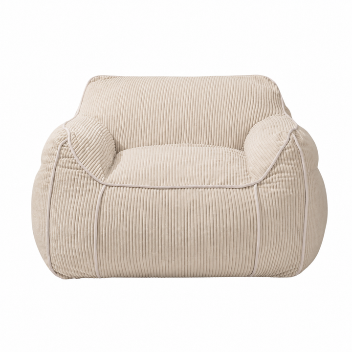 Pouf fauteuil enfant en velours côtelé, vue de face