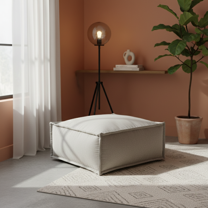 Puf Méridiana para Sofá Modular - Efeito Linho - 80x60x38 cm