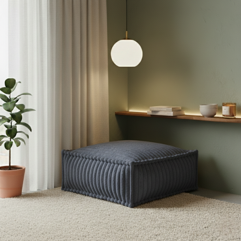 Puf Méridiana para Sofá Modular - Pelo Canelado - 80x60x38 cm