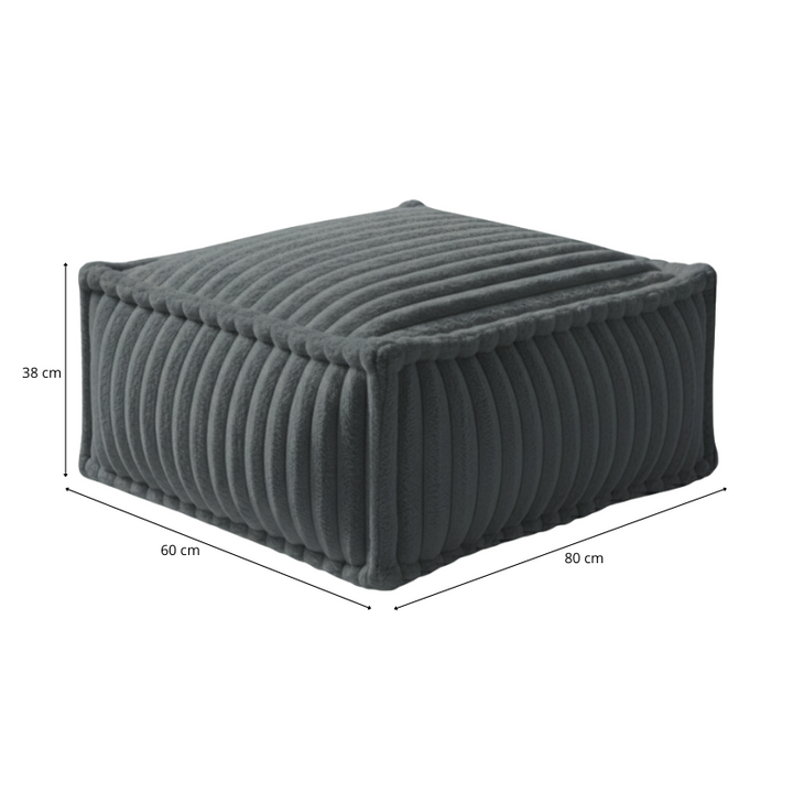 Puf Méridiana para Sofá Modular - Pelo Canelado - 80x60x38 cm