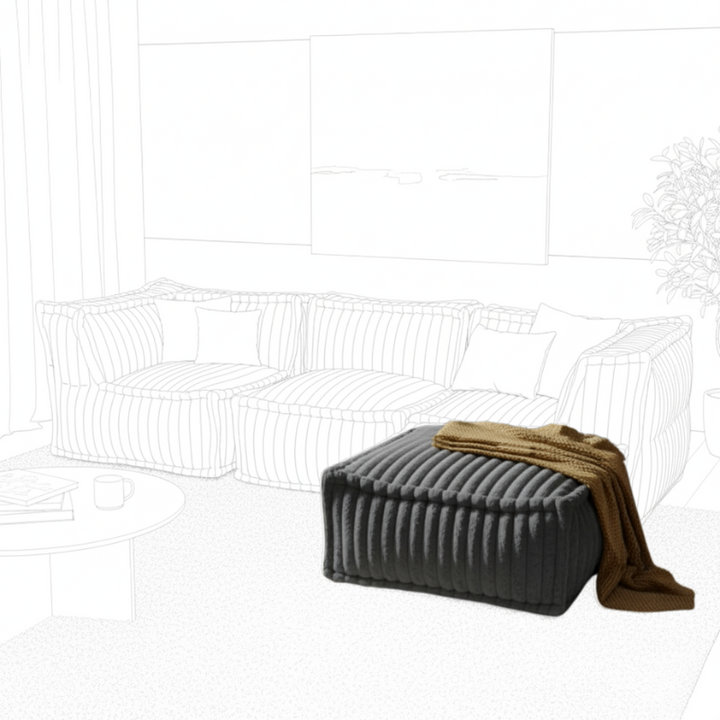 Puf Méridiana para Sofá Modular - Pelo Canelado - 80x60x38 cm