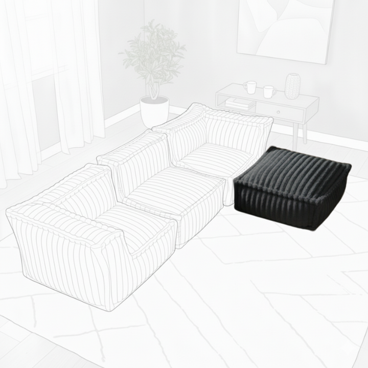Puf Méridiana para Sofá Modular - Pelo Canelado - 80x60x38 cm